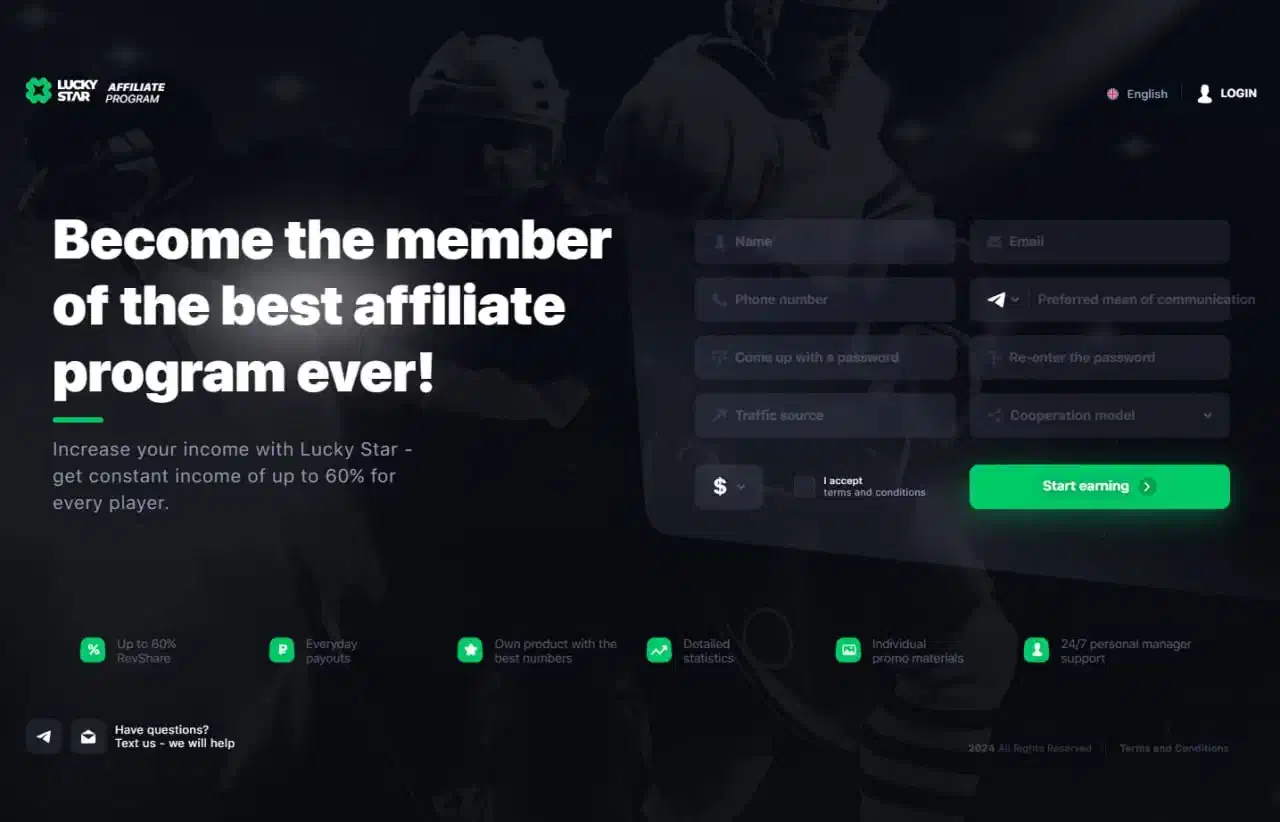 Adira ao programa de afiliados Lucky Star para obter ganhos elevados